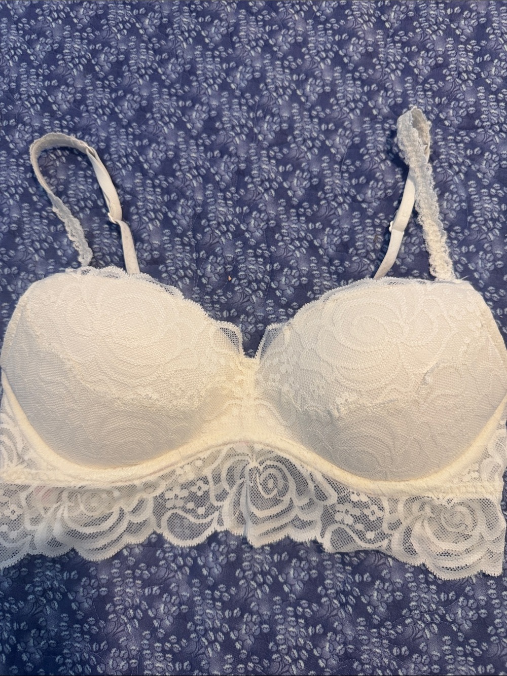 Pink - Victoria’s Secret Lace Longline Bra - Cream